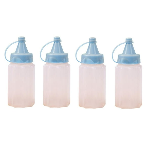 4-pcs Mini Kitchen Sauce Bottles, Squeeze Bottles Condiment Dispenser for Ketchup Mustard and Salad, 3.14x1.26inch Portable Lunch Box Condiment Bottles with Leakproof Screw Cap D0C7