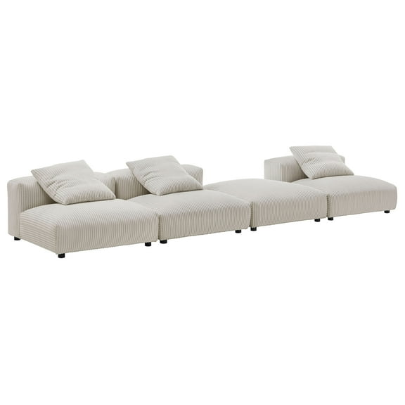 4 pcs Modular Sofa Sectional, Brown, Fabric, Living Room Lounge Cafe Lobby Hospitality Restaurant, Modern Contemporary, HB37427