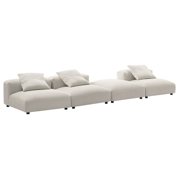 4 pcs Modular Sofa Sectional, Gray, Fabric, Living Room Lounge Cafe Lobby Hospitality Restaurant, Modern Contemporary, HB37431