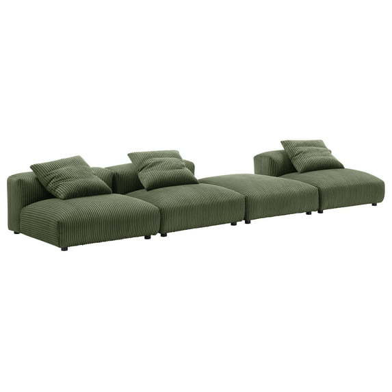 4 pcs Modular Sofa Sectional, Green, Fabric, Living Room Lounge Cafe Lobby Hospitality Restaurant, Modern Contemporary, HB37428