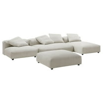 4 pcs Modular Sofa and Ottoman Sectional, Brown, Fabric, Living Room Lounge Cafe Lobby Hospitality Restaurant, Modern Contemporary, HB37442