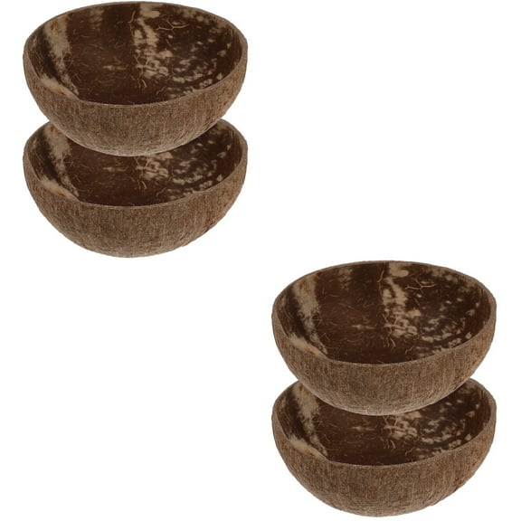 4 pcs Natural Coconut Shell Bowls Hawaiian Theme Dessert Bowls Luau Party Bowls