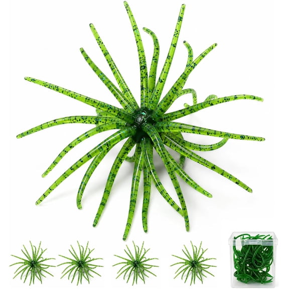 4 pcs ORVEX Spinker One 3.93" (10cm) Floating TPE Creature Lures - 360 ° Multi-Tentacle Soft Bait for Bass, Walleye, Pike - Finesse Fishing Lures for Drop Shot.