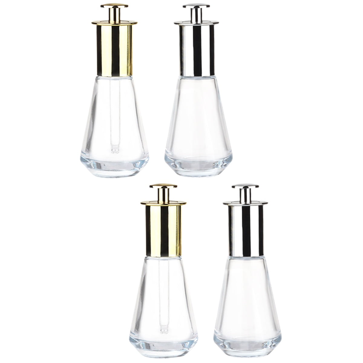 4 pcs Press Dropper Bottles Clear Glass Dropper Bottles Essential Oil ...