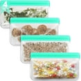 thumbnail image 1 of 4 pcs Reusable Snack Bags, Reusable Silicone Bags Reusable Food Storage Bags for Travel Home Fridge Kitchen Organization Sets 7.5*4.5inch, 1 of 9