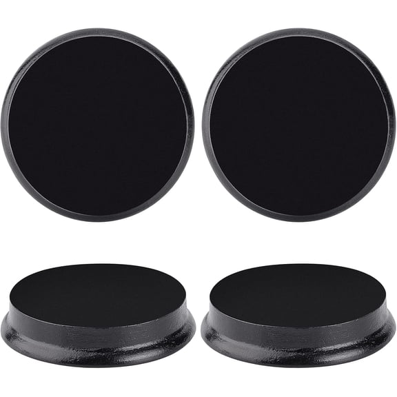 4 pcs Round Model Wood Bases 2.52x0.47inch Black Lacquer Surface Round Wooden Plaque Flat Wood Bases for Model Clay or Pottery Display Holders Photography Prop Display Bases