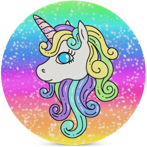 4 pcs SKYSONIC Round Drink Coasters Unicorn in Pastel Sky with Rainbow Absorbent Ceramic Coaster with Cork Base for Coffee Cups for Home Decor