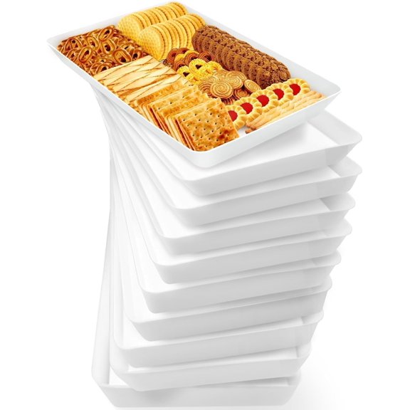 4 pcs Serving Tray for Entertaining, Grilling BBQ Accessories, Serving Platters for Snacks, Fruit, Reusable Plastic Trays for Serving Food and Pantry Organization in Kitchen & for Parties