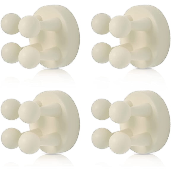 4 pcs Silicone Toothbrush Holder Multi-Function Hook Waterproof self Adhesive Single Toothbrush Hook Plug Holder for Wall for Hanging Bathroom Kitchen Living Room Office