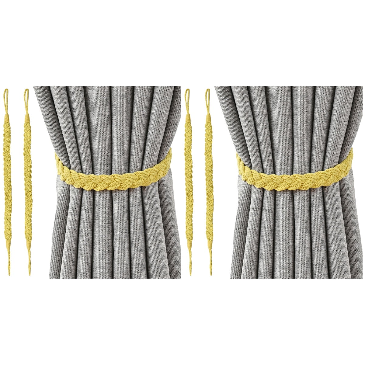 4 pcs Simple Woven Curtain Holdbacks Holder Window Rope Woven Curtain
