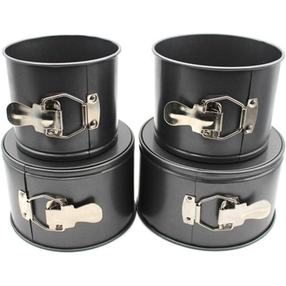 4 pcs Springform Pan Set, 4 5 6 7 inches Round Cake Tin with Removable Bottom, Nonstick Leakproof Carbon Steel Cheese Cake Pans Mold for Baking(COLOR:Black)