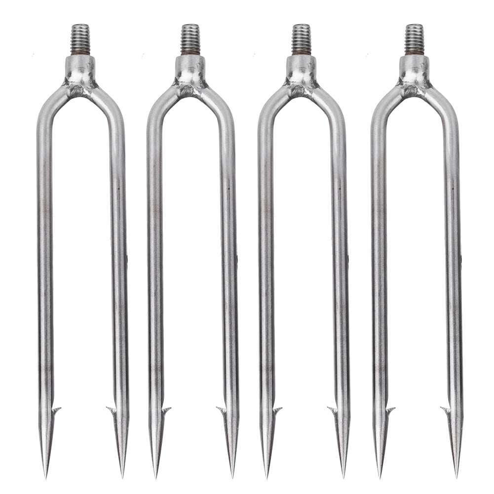 4 pcs Stainless Steel 2 Prongs Harpoon Gig Gaff Hook Barb Fish Spear ...