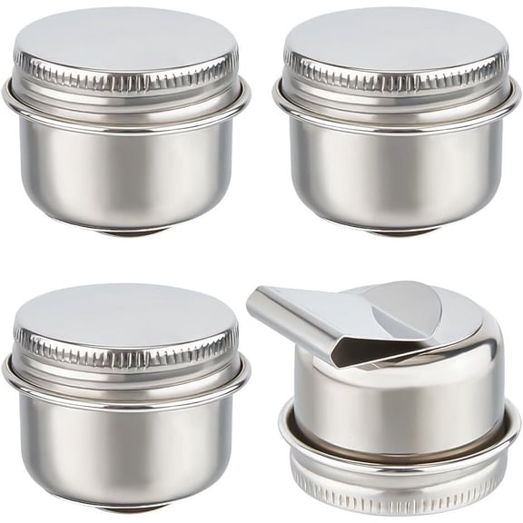 4 pcs Stainless Steel Oil Painting Cup Palettes Container Cup Metal Dipper Painting Pot Container with Lid and Clip Large Mouth Single Dipper Pallete Cup for Drawing diy Stainless Steel Color