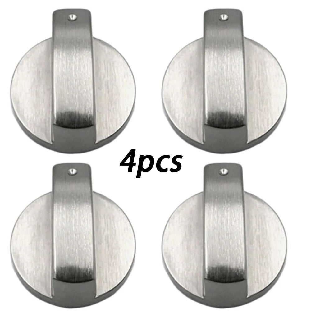 4 pcs Universal Gas Stove Knobs Cooker Oven Hob Control Knobs Switch 8mm Silver