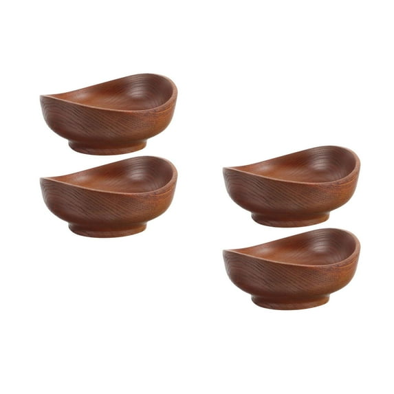 4 pcs Wood Serving Bowl Snacks Nuts Candy Bowl Food Basin Fruits Salads Serving Dish Farmhouse Kitchen Decor For Popcorn Cereal Pasta