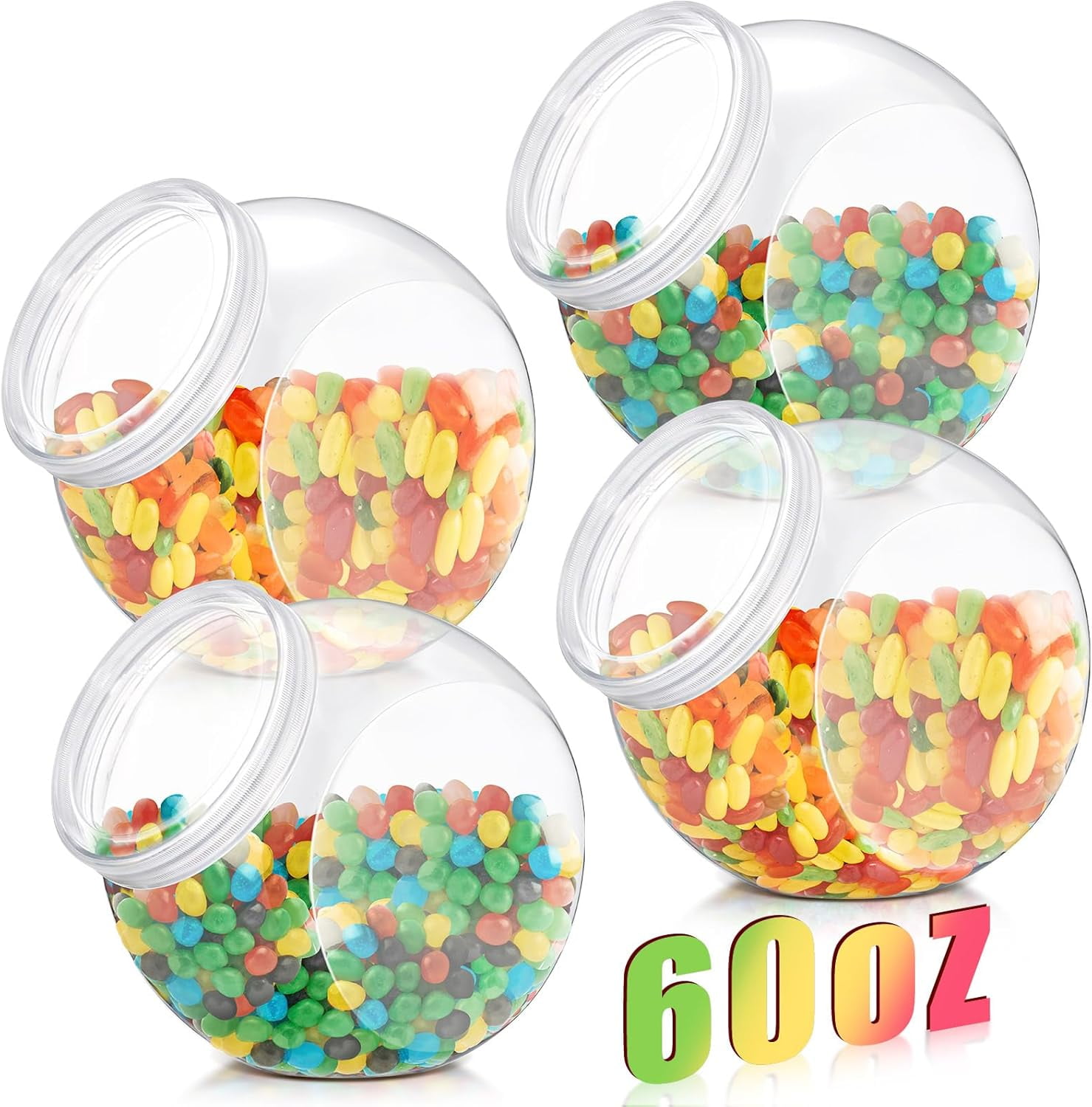 Umigy 3-Piece Clear Plastic Candy Jar Set With Lids & Mini Scoops - 42 Oz Containers For Kitchen, Candy Buffet