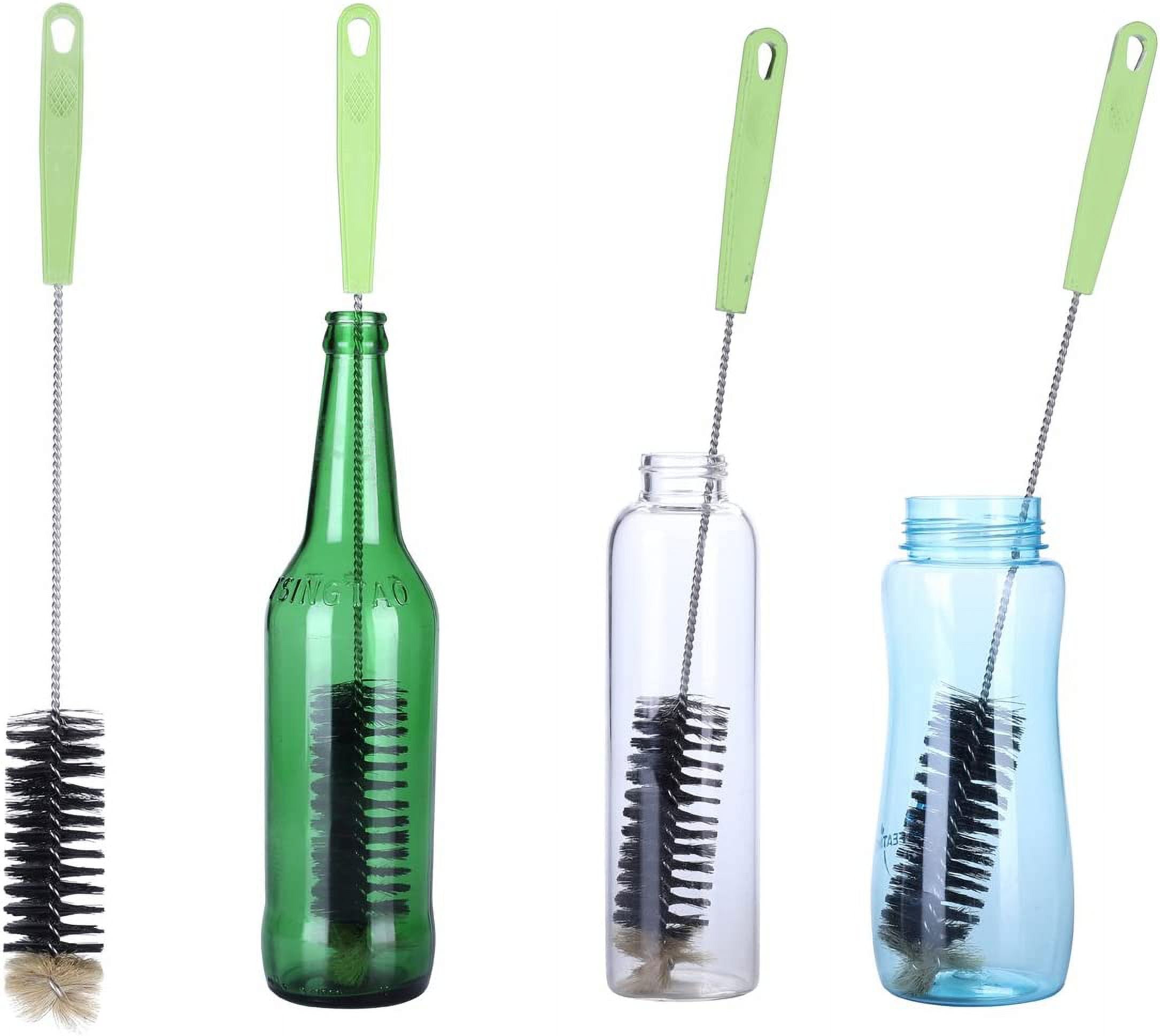 4 pcs ultra-long bottle brushes, bottle brush cleaners for narrow bottles beer, wine, kombucha, carafe, water bottles, thermoses (40 cm)
