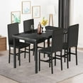 thumbnail image 1 of 4-person dining table set, modern artificial marble dining table set, kitchen table and chair set of 4 pieces, with 4 PU leather chairs, suitable for small spaces, apartments, restaurants, black, 1 of 13
