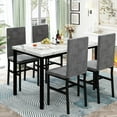 thumbnail image 1 of 4-person dining table set, modern artificial marble dining table set, kitchen table and chair set of 4 pieces, suitable for small Spaces, apartments, restaurants, Grey/WHite, 1 of 11