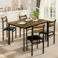 thumbnail image 1 of 4-person dining table set, rustic-style kitchen dining table and chair set, solid wood tabletop with 4 wooden chairs, table and chair set, suitable for kitchens, apartments, and breakfast areas., 1 of 6