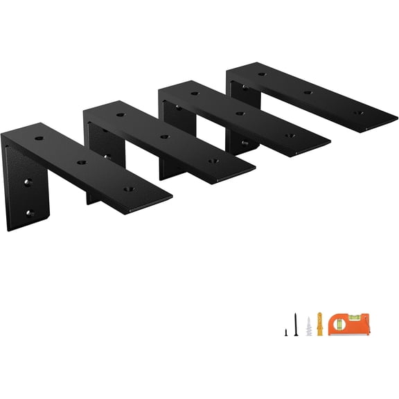 4-piece 8-inch Countertop Support Brackets, Heavy Duty Brackets Suitable for Quartz/Wood/Laminate/Granite Countertops | 3/8-inch Thick Metal Steel | Matte Black Powder Coating