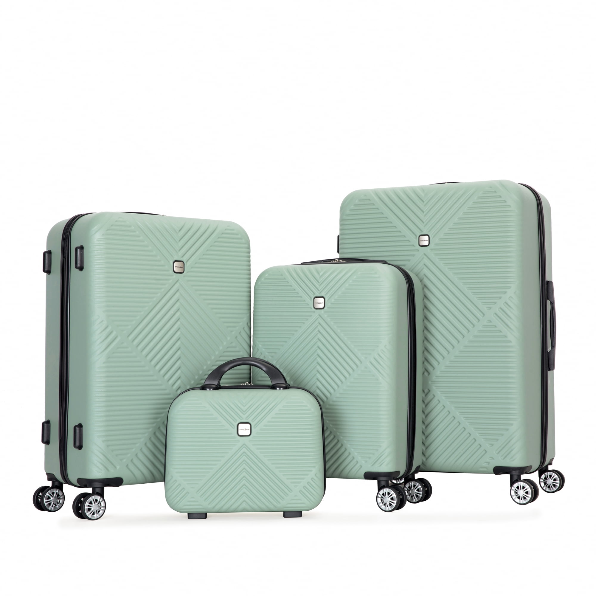 4-piece ABS lightweight suitcase, 14 inch makeup box, aircraft wheels ...