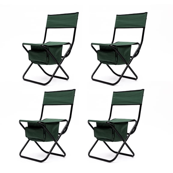 4-piece Folding Outdoor Chair with Storage Bag, Portable Chair for indoor, Outdoor Camping, Picnics and Fishing,Green