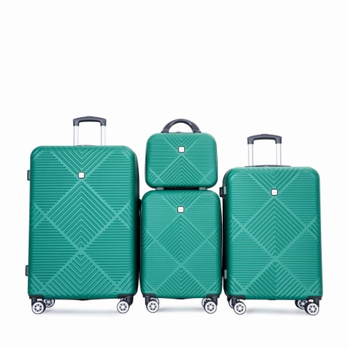 4piece Hardside Luggage Suitcase Set with lightweight ABS, 14 inch