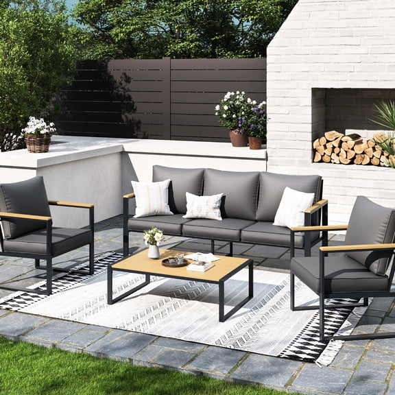 4-piece Patio Conversation Furniture / In Poolside & Courtyard / Comfortable Seating Experience