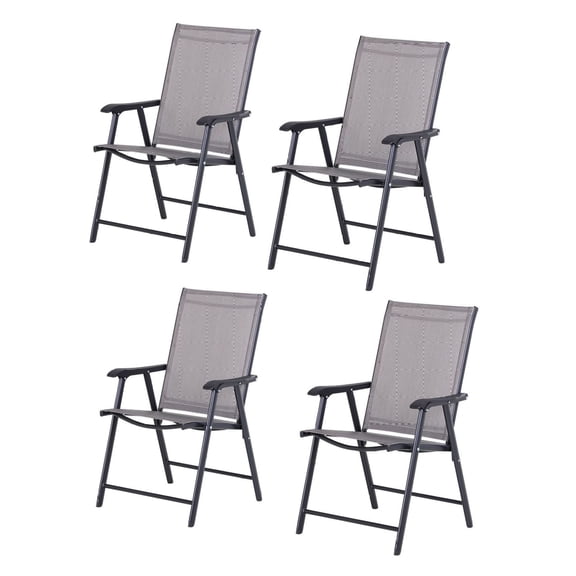 4-piece Patio Folding Chairs, Set with a Simple & Breathable Mesh, Dining Chair with Armrests, for Garden Yard, Camping