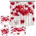 thumbnail image 1 of 4-piece Valentine\'s Day Shower Curtain Set with Carpet, Non-slip Carpet, Toilet Cover, Bath Mat, 3D Romantic Red Rose Shower Curtain with 12 Bathroom Hooks, 1 of 7