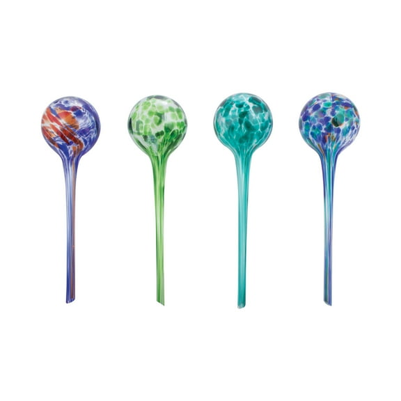4-piece Watering Globe Set, Colorful Hand-Blown Glass For Plant Watering