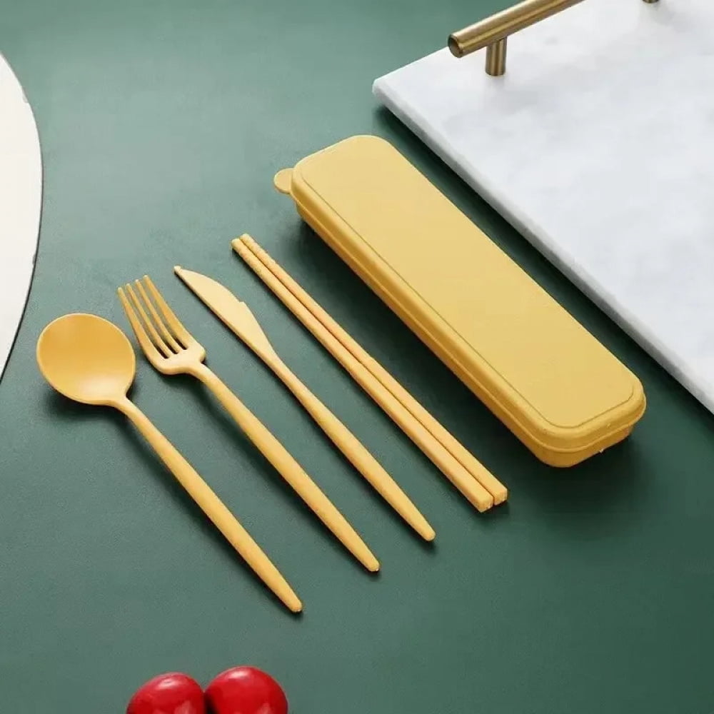 Straw Tableware 4-piece Wheat Straw Tableware Knives Forks Spoons Chopsticks New ...