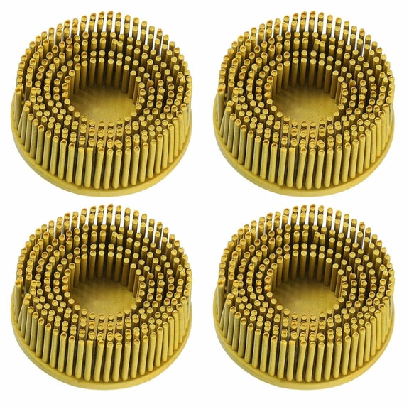 4 piece brush disc 2 inch 80 grit abrasive brush coarse brush disc deburring electric brush attachment abrasive coating removal disc for metal, yellow