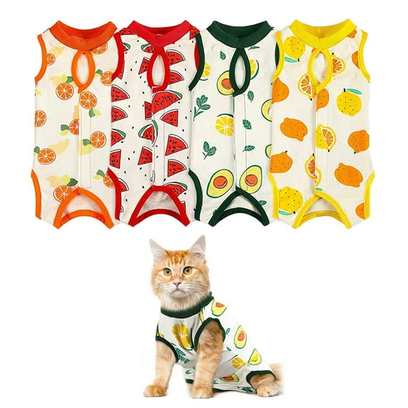 4-piece cat rehabilitation suit cotton rehabilitation body package breathable cat rehabilitation suit small dog abdominal rehabilitation weaning-Type:set 3;-L