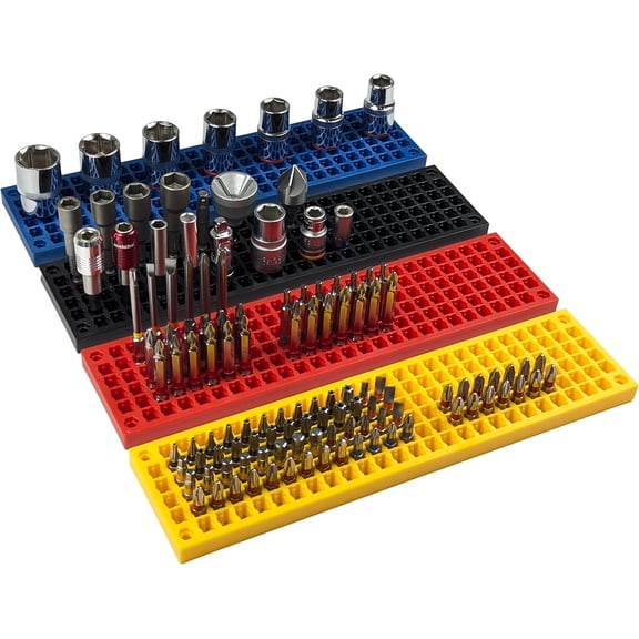-4-piece set drill bit organizer kit - 158 hole drill bit storage - 1/4 inch hex drill bit and driver bit adapter storage - tool box storage (tools not included)