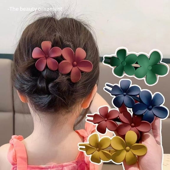 4-piece set of fashionable flower hair clips, suitable for women, slender, thick and curly girls, children's hair accessories, matte hair clips