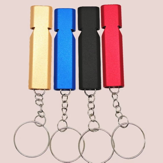 4-piece set of loud emergency survival dual whistle, suitable for outdoor camping, hiking, cycling, and hunting.