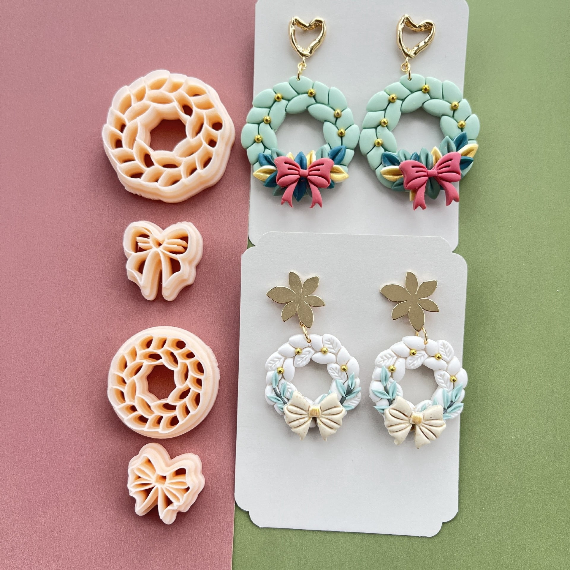 4-piece set of soft clay earring molds, creative DIY earring making tools