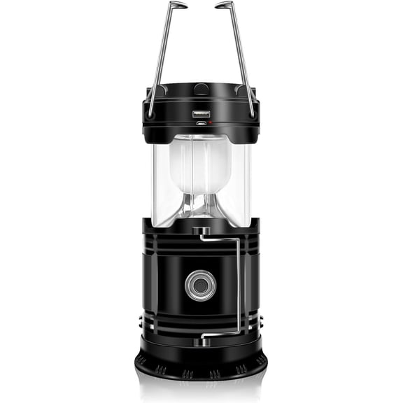 Solvanta 4-Piece Set Foldable LED USB Rechargeable Solar Lanterns, Emergency Hanging Lights Suitable For Camping Hurricanes Power Outages Indoor Outdoor Use