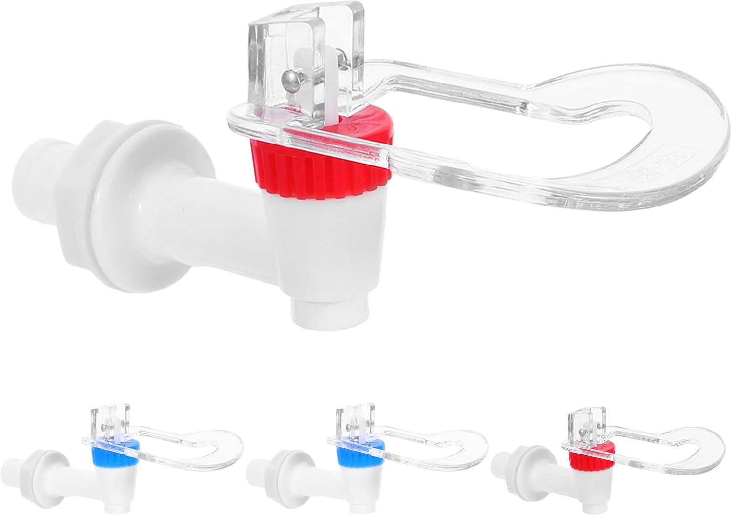 4-piece set water dispenser faucet replacement parts - red and blue plastic water dispenser faucet mouth - home beverage dispenser leak-proof hot and cold faucet