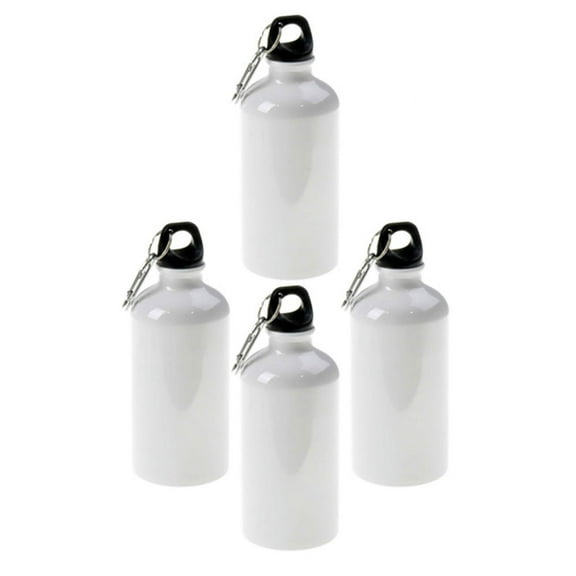 4 pieces Aluminum Sport Thermos Bottles Flask W / Carabine for Sublimation Dye Heat Press Thermal Transfer White 600ml