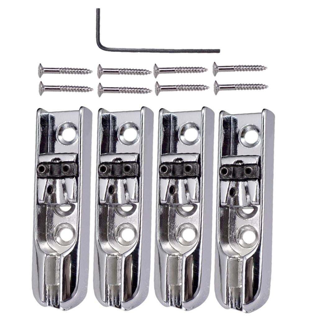 4 pieces Bass Bridge With 8 Screws for 4 String Electric Bass Guitar Replacement Durable