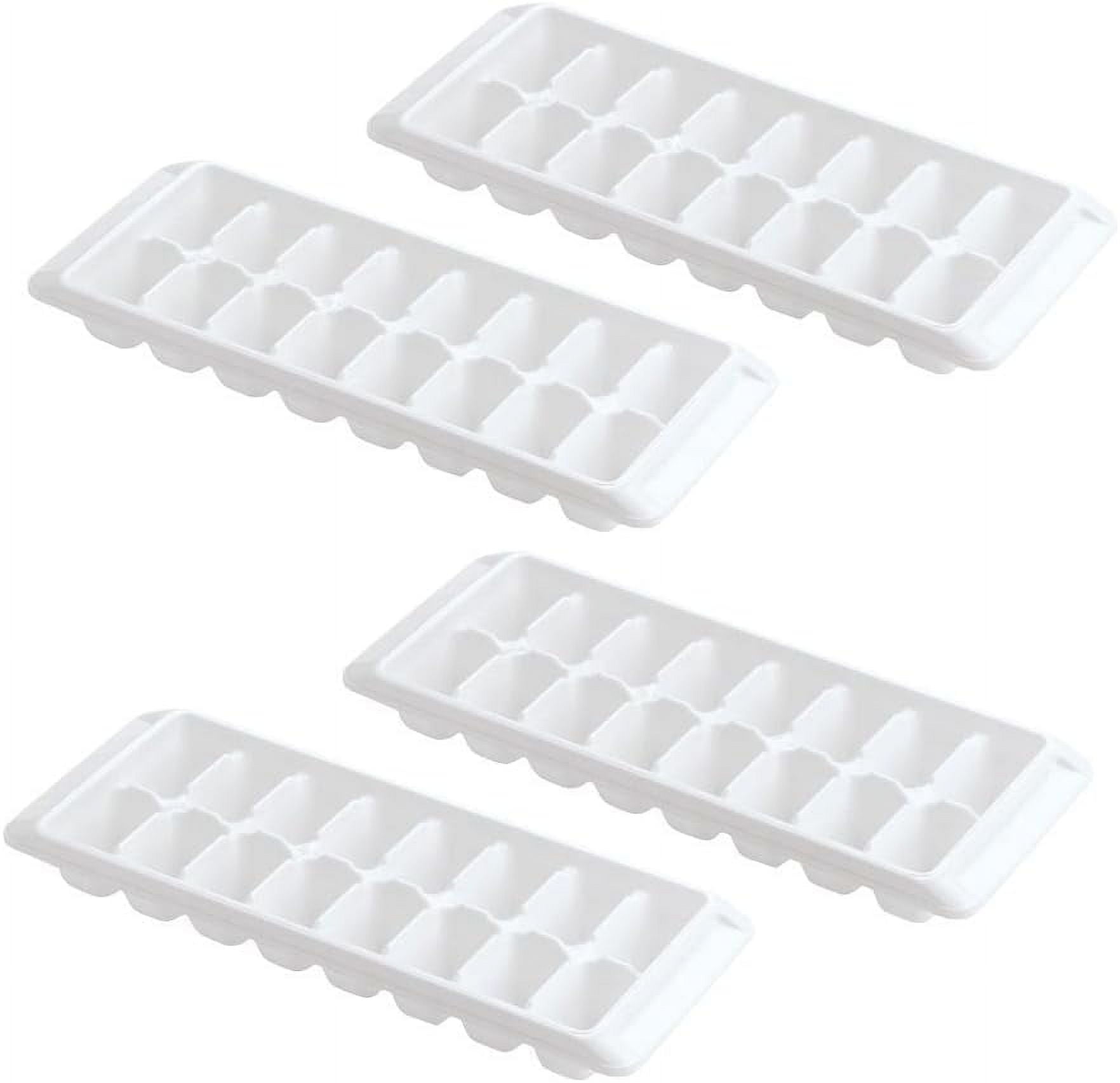 4 pieces White Ice Cube Trays, Large Ice Cube Trays for Ice Cube Bin, Best Ice Cube Molds to Fill Ice Bucket for Freezer, Easy Release Ice Maker for Freezer with 64 Square Ice Cubes