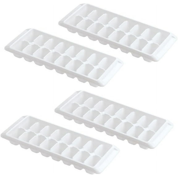 4 pieces White Ice Cube Trays, Large Ice Cube Trays for Ice Cube Bin, Best Ice Cube Molds to Fill Ice Bucket for Freezer, Easy Release Ice Maker for Freezer with 64 Square Ice Cubes