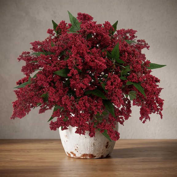 4 pieces of artificial berry stems for vases, 17inch imitation Nandina branches autumn flower selection, faux real berry spray, for wedding autumn farmhouse home decor (4 pieces, red))