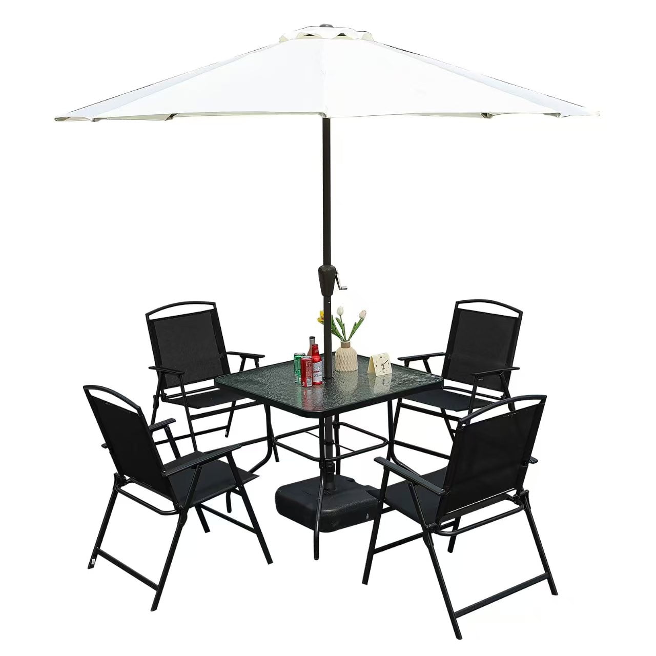 4 pieces patio folding dining chairs and 1 piece table for outdoor lawn yard or gardern using