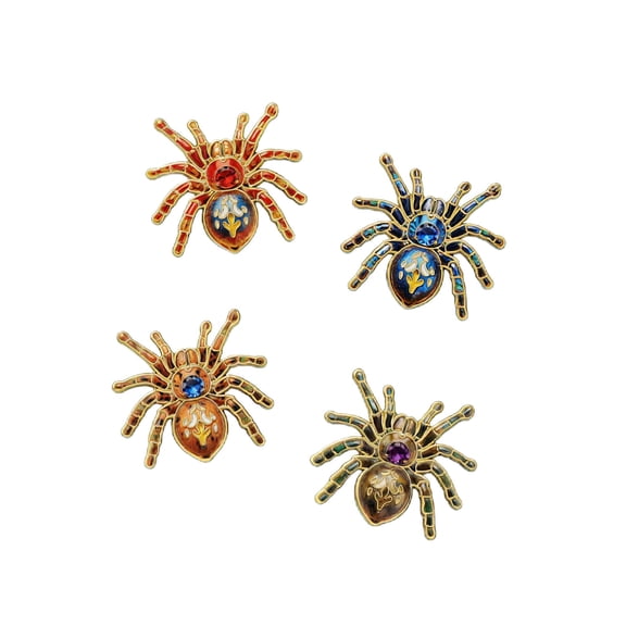 4 pieces of retro spider shaped brooch jewelry badges, fun button pendantsAlloy material, suitable for hanging on clothes, hats, and bags, inlaid with rhinestones, exquisite and interesting gifts