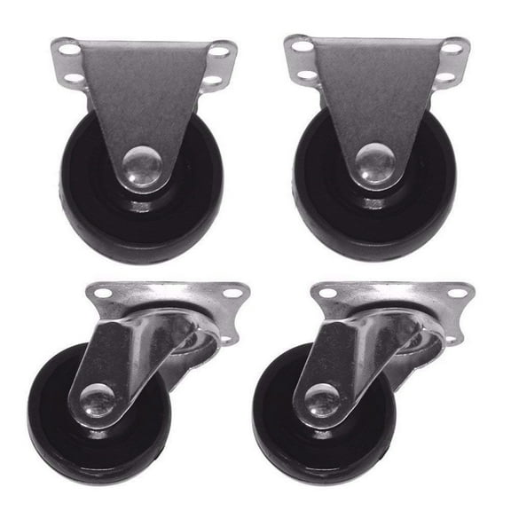 4/pk 1.5 inches Caster Wheels Hard Rubber Base Metal Top (2 Fixed + 2 Swivel Set)