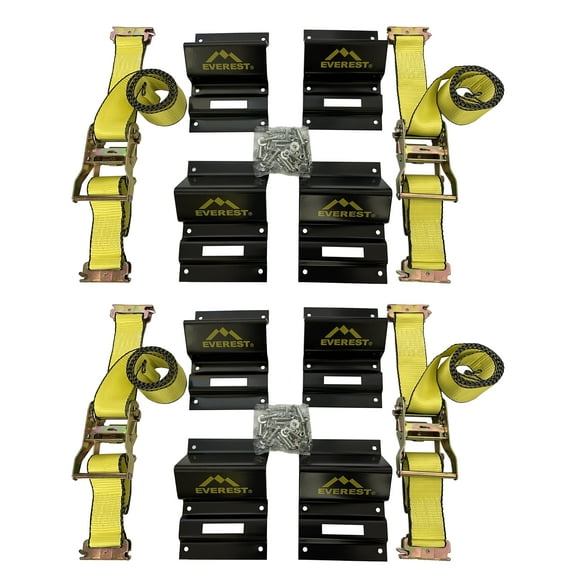 Everest 4 Pk 2in x 6.5ft E-Track Tie-Down Kit w/ Ratchet Straps Wheel Chocks Tie Down Kit 3000 lbs